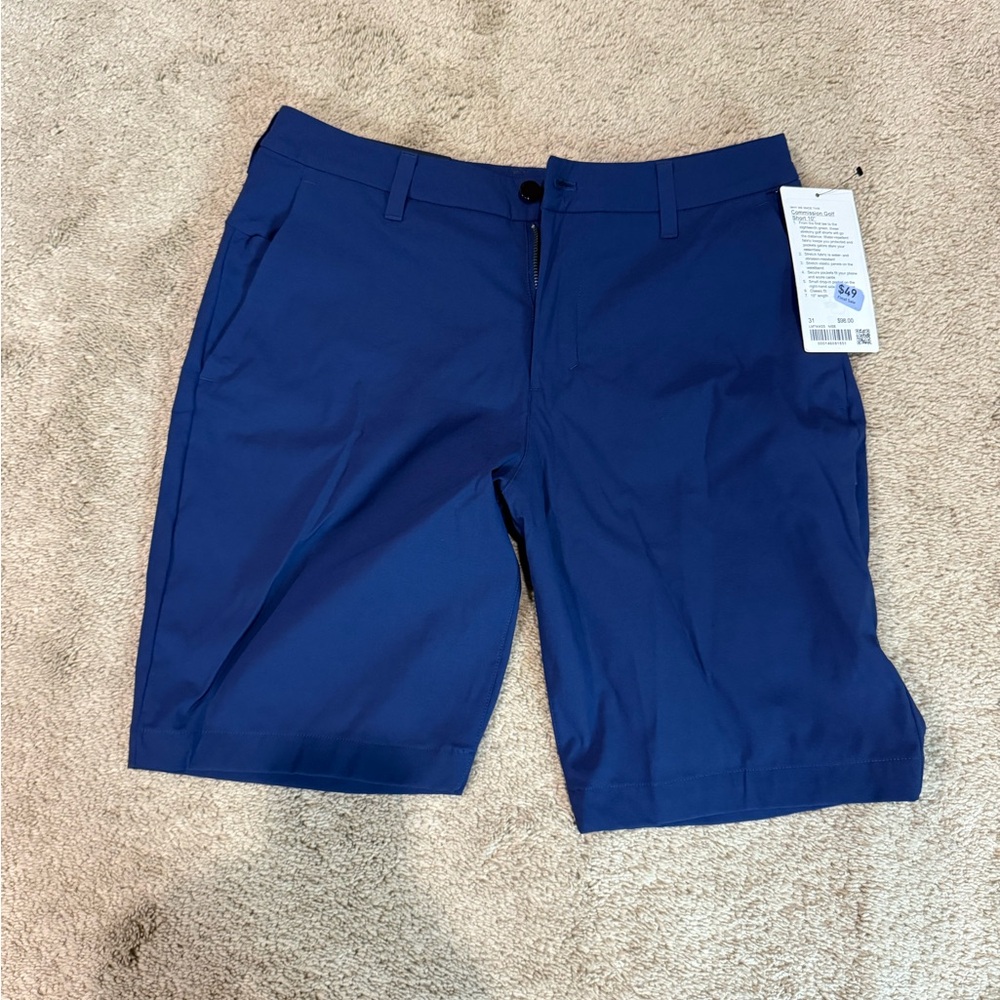Lululemon Athletica Men's Navy Flat Front Shorts commission golf 10”